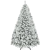 YITAHOME 182cm Künstlicher Weihnachtsbaum mit Schnee, ca. 880 Spitzen Tannenbaum mit Faltbarem Metallständer & Klappsystem-Rahmen, Schnellaufbau für Zuhause Büro Geschäfte, 182 x Φ95cm