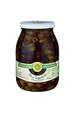 Frantoio Venturino Taggiasca-Oliven Mischung 950g – Kernlose grüne & schwarze Oliven aus Italien, mild & aromatisch, eingelegt in Olivenöl mit Kräutern