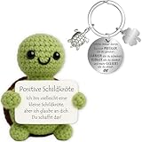 Farbeele Positive Schildkröte und Glücksbringer-Schlüsselanhänger, Pocket Hug Positive Puppe, MutmacherGeschenk, Gute Besserung Geschenk, Glücksbringer Prüfung Geschenk, EinschulungGeschenk