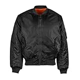 Mil-Tec US Fliegerjacke Typ MA1® PES • Klassische Bomberjacke im US Air Force Stil • Wendbare Pilotenjacke • Übergangsjacke Herren aus Polyester • Windfeste Outdoorjacke • Schwarz, M