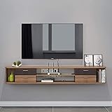 Pmnianhua TV Lowboard TV Schrank aus Holz, TV Board Hängend mit 4 Schubladen, Kabellöcher, Lowboard Hängend Hängeschrank Wandschrank Wohnwand für Wohnzimmer Schlafenzimmer Büro (BxHxT: 121x27x24 cm)