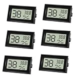 Farerkass Hygrometer - Thermometer, Digital Mini Luftfeuchtigkeitsmesser mit LCD, Zimmertemperatur für Innenräume und Hydrometer für Babyzimmer,Schlafzimmer und Weinkeller, Schwarz (6)