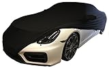Super-Soft Indoor Stretch Car Cover Auto Schutz Hülle passend für Porsche Cayman, 981, 718, GT4, Elfer, 911 / 992 / 991 / GTS Abdeckung Stoff schwarz Abdeckplane Schutzhülle