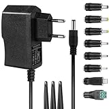 ZUOKENZU AC Adapter 5V 2A Netzteil AC220V 230V zu DC5V 500mA 1000mA 1500mA Leistungstreiber 5,5mm mit 8 DC Steckeradaptern Konverter Wechselrichter Ladegerät Transformator AC-DC Adapter (DC5V~2A)