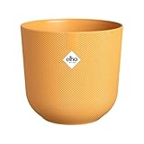elho Jazz Round 16 cm blumentopf - Pflanzentopf für den Innenbereich - 100% recycelter Kunststoff - Einzigartige Struktur - Gelb/Amber Gelb