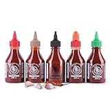 Flying Goose Sriracha Sauce Bundle 5er Set (5×200ml) – Original, Super Hot, Blackout (Vegan), Hot & Sweet und Extra Garlic – Authentische Thai Chili-Saucen, feurig scharf – Ideal als Dip und Würze