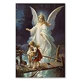 Postereck - 0154 - Detailreiches Schutzengel Poster | Schutzengel Kinder Poster im Alten Gemälde Stil | Spirituelle Deko mit Engel - Poster - DIN A4-21,0 cm x 29,7 cm