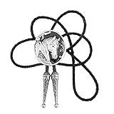 DELIGUO Bolo Ties Krawatte Für Herren - Western Cowboy Vintage Oval Pferd Schmuck Krawatte, Mode Europäisch Amerikanisch Herren Damen Accessoires Leder Krawatten Halsketten, Altsilber, Einheitsgröße