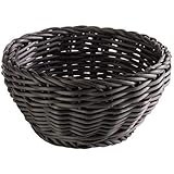 APS Korb rund „Profi Line“, schwarzer Flechtkorb/Brotkorb, Körbchen aus Polypropylen, Ø 16 cm, Höhe 8 cm