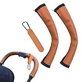 EUYKQNOI 2 Stück Kinderwagen Griffbezug, Baby Kinderwagen Griff Abdeckung, Baby Kinderwagen Griff PU Leder Schutzhülle, Armlehne Schutzhülle Staubdicht,Wird mit 1 Kinderwagenhaken geliefert