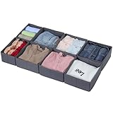 ORLISA 8er Set Schubladen Organizer kompatibel mit PAX Kleiderschrank 100x58 cm, Faltbar Stabil, Aufbewahrungsboxen für Kleidung, Grau