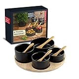 Moritz & Moritz Servierschalen Set Schwarz inkl. Löffel - Schalen Set als Tapas Schalen, Dip Schälchen, Snackschale und Dessertschalen