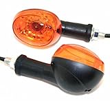 Streetparts24 Blinker Satz, oval, schwarz, E-geprüft, Set Paar passend für Roller, Scooter, Motorroller - kompatibel mit CPI, Keeway, Sachs, Yamaha, MBK - langer Gummistiel, Halogen, 12V
