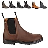 Chelsea Boot »NEW WORK« von SUEDWIND© | bequeme Stiefelette aus robustem Rindsleder | Made in Portugal | Reitschuh mit Profil-Gummisohle und Innen-Leder | Schuh Schlupf Stiefel | Braun | Gr. 39
