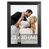 VictoR antiker - kunstvoller Fotorahmen „Chagall“ in Schwarz - 21x30 cm (A4) Deko Bilderrahmen 20x30 Vintage - geeignet für Urkunden - Zeugnisse - Bilderrahmen Schwarz A4 - Barock