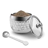 300ml Zuckerdose 304 Edelstahl Gewürzdose Haus Gewürzdose Metall Dose Küche Zuckerbehälter mit Deckel und Löffel für Gewürze, Zucker, Kaffee, Tee, Pfeffer (Stil-3)