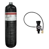 TUXING 4500psi Kohlefaser-Lufttank 3L (Leere Flasche) Paintball-Füllstation Mit Zwei Manometern Bis Zu Mit 24-Zoll-Hochdruckschlauch M18*1.5 Eisenhaltig