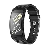 NotoCity Armband für Samsung Gear Fit 2 /Gear Fit 2 Pro, Quick-Fit Silikon Ersatz Armbänder, Mehrfache Farben (Schwarz,L)