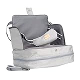 roba Boostersitz Little Stars - Aufblasbarer Sitz mit erhöhten Seitenteilen - Mobile Sitzerhöhung für Kinder & Kleinkinder - Für zu Hause und unterwegs - Bequeme Rückenlehne - Hellgrau