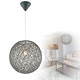 Hängeleuchte in Form einer gewebten Papierkugel, 1 Licht, Hängeleuchte, für das Schlafzimmer (Hängeleuchte, Wohnzimmerleuchte, 32 cm, Höhe 120 cm, grau)