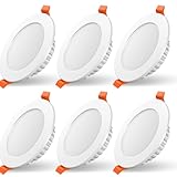 LED Einbaustrahler 230V, Ultraschlanke 75mm-95mm 7W Badezimmer Einbauleuchten LED Spot , Dimmbar Warmweiß 2700K Neutralweiß 4100K Kaltweiß 6500K, Deckenspots für Badezimmer, Küche, Wohnzimmer, 6er-Set
