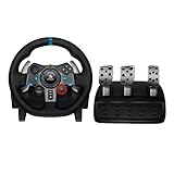 Logitech G29 Driving Force Gaming Rennlenkrad, Zweimotorig Force Feedback, 900° Lenkbereich, Leder-Lenkrad, Verstellbare Edelstahl Bodenpedale - Konsole für PS4/PS3/PC/Mac - Schwarz