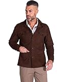 D'Arienzo Wildlederjacke Dunkelbraune Herren Italienische Leder und Gekoppelter Stoff Lammleder Echtleder Oliver 52/Dunkelbraun