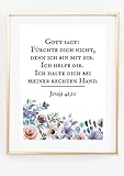 Din A4 Kunstdruck ohne Rahmen - Bibelspruch Jesaja - Fürchte dich nicht - Bibel Gott Glaube Taufe Konfirmation Kommunion Geburt - Poster