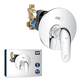 GROHE Swift, Badewannenarmatur Unterputz (Duscharmatur für die Badewanne, Auto-Umstellung Wanne/Brause, integriertes Rücklaufventil, Metallhebel, Mischbatterie mit Einbaukörper), chrom, 24336001