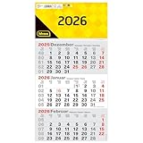 Idena 12071-3 Monatskalender 2026 in der Größe 24 x 45 cm, Wandkalender mit Schieber, 4-sprachiger Bürokalender mit Wochenzählung