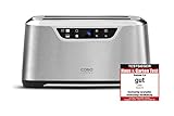 CASO Novea T4 - Design Toaster aus Edelstahl, 4-Scheiben-Toaster mit besonders breiten Schlitzen, mit Motorlift, präzise Einstellung mit 9 Bräunungsstufen, inkl. großem Brötchenaufsatz