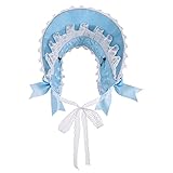 COSDREAMER Sonnenhut für Mädchen und Damen, Lolita-Spitzenschleife, Weinrot (Hellblau)