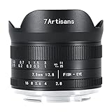 7artisans 7,5 mm f2.8 Mark II APS-C Fischaugen-Weitwinkelobjektiv für Canon EOS-M spiegellose Kamera wie Canon EOS-M1 EOS-M2 EOS-M3 M5 M6 M10 M50