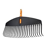 Fiskars OneClick Laubrechen L, Breiter Fächerbesen-Aufsatz für große Rasenflächen, Müheloses Wechseln mit nur einem klick, Flexibles und Robustes Design, Breite: 51 cm, Schwarz/Orange, 1080673