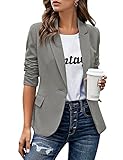 Roskiky Eingekerbter Blazer mit Revers Taschen und Knöpfe Grau Small