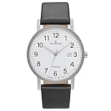 Dugena Herren-Armbanduhr 4460999 Novum, Quarz, weißes Zifferblatt, Titangehäuse, Mineralglas, Lederarmband, Dornschließe, 5 bar