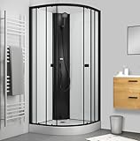 Marwell Komplettdusche Prime Style Round – Duschkabine 85 x 85 x 198 cm – Fertigdusche inkl. Duschwanne und Armatur – Dusche mit Aluminiumrahmen – Glasdusche Modernes Design