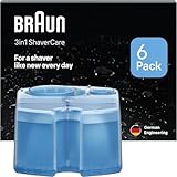 Braun 3-in-1 ShaverCare Reinigungskartuschen für Reinigungsstationen – ORIGINAL Kartuschen – Reinigt Rasierer 10x besser als Wasser, Scherkopfreiniger, Entfernt Haare und Hautpartikel – 6er Pack