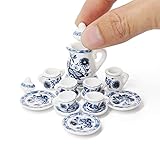 Odoria 1/12 Miniatur Teeservice Porzellan Geschirr Puppenhaus Küche Zubehör, Blauer Lotus