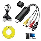 USB 2.0 Audio Video Grabber Konverter, Videokassetten Digitalisieren, VHS zu PC, Unterstützt Windows 11/10/8/7 und Mac, Ideal für VCR/VHS/DVD - Hochauflösende Video Digitalisierung und Bearbeitung
