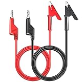 Cleqee 4mm stapelbar Bananenstecker zu Krokodil Alligator Clips Messleitungen Flexible Kabel Draht 2 Stück Rot Schwarz 3,3ft/1m für Multimeter Elektrische Prüfung