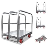 NiceyCare Schwerlast Plattenwagen - Plattformwagen mit Tragfähigkeit von 1200 KG, Holz, Trockenbauwänden und Gipskartonplatten Rungenwagen, 90 x 60cm Transportwagen mit 2 Lenkrollen