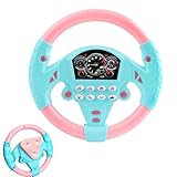 KBIBCK Kinder Lenkrad für Auto, Lenkrad Kinder, lenkrad Kinder Auto rücksitz mit Licht und Sound, 360°-Drehung Lenkrad-Spielzeug für Jungen und Mädchen(Rosa und Blau)