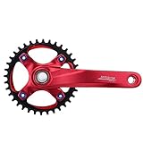 Fahrrad Kurbelgarnitur Single 1 fach BCD 104 mm 170mm Mountain Bike Alu Kurbelsatz für Sram Sunrun ( Farbe : Rot )