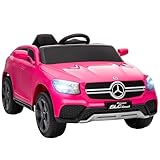 AIYAPLAY Kinder Elektroauto 12V Mercedes-Benz Concept GLC Coupe Kinderauto mit Fernbedienung, 2 Motor, 3 Geschwindigkeiten, Kinderfahrzeug mit Softstart, MP3, USB, LED, Hupe, für 3-6 Jahre, Rosa