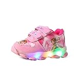 IRON JF Kinder Leuchtschuhe mädchen,Kinder led Schuhe,ELSA Schuhe,Kinder LED-Lichtschuhe, Mädchen Blitzlichtschuhe, mädchen Sneakers mit geschlossenem Mesh-Klettverschluss (Color : Pink, Size : 27)