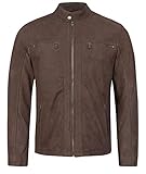 Rock Creek Herren Lederjacke Biker Jacke Echtleder Wildlederjacke Leder Jacken Herrenjacke Stehkragen Winterjacke Übergangsjacke H-290 Dunkelbraun 2XL