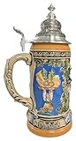 KING Bierkrug Oktoberfest 2025 München Jahreskrug -NEUHEIT- offizielles Plakatmotiv als Relief, handbemalt, limitierte Auflage, Zertifkat, Barock-Zinndeckel, Made in Germany