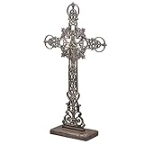 aubaho XXL 88cm Kreuz Kruzifix Antik-Stil Eisen Deko Standkreuz Kirche braun Altar