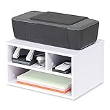 FITUEYES Druckerständer Druckerhalter Holz Weiß mit 3 Fächern Schreibtisch Organizer für Büro und Zuhause 40x30x22cm DO304005WW